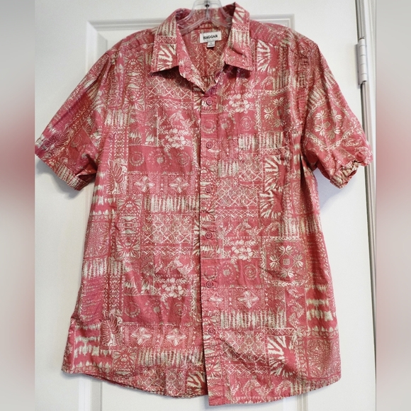 Haggar Orange Tan Casual Short Sleeve Button Down Shirt - Picture 1 of 5